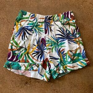 For the‎ Republic white tropical floral pull on flowy dress shorts